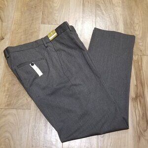New J.M. Haggar Joe Classic Fit Dress Pants 34x32 Charcoal Gray Birdseye Slacks